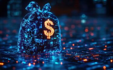 Cyfrowy worek pieniędzy symbolizujący inwestycje i zysk finansowy
