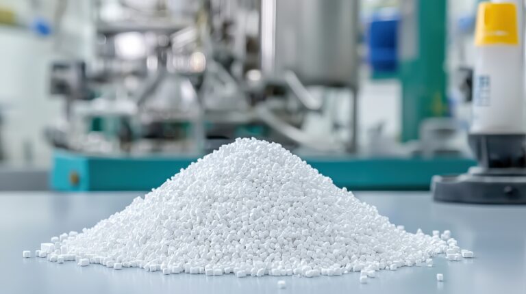 Granulat z tworzyw sztucznych w laboratorium technologii recyklingu