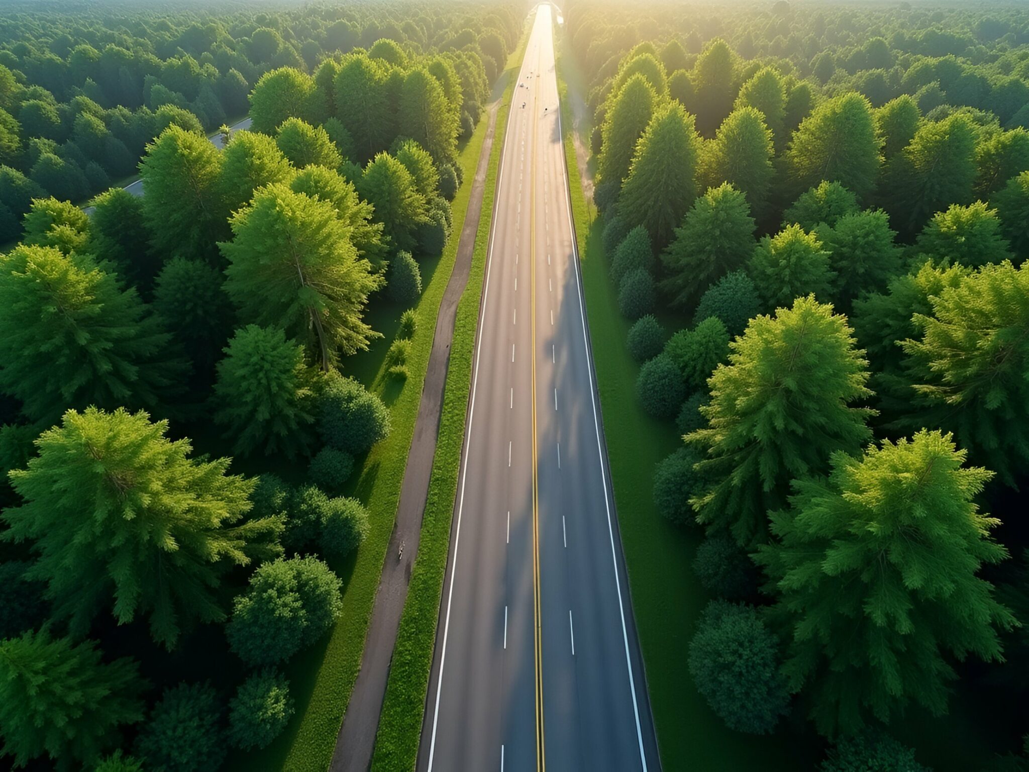 Droga biegnąca przez las – symbol transformacji w kierunku gospodarki cyrkularnej