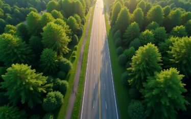 Droga biegnąca przez las – symbol transformacji w kierunku gospodarki cyrkularnej