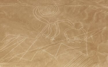 Geoglif przedstawiający małpę w parku archeologicznym Nazca w Peru