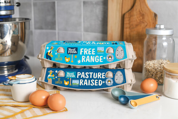 Opakowania jaj NestFresh z oznaczeniem Free Range i Pasture Raised